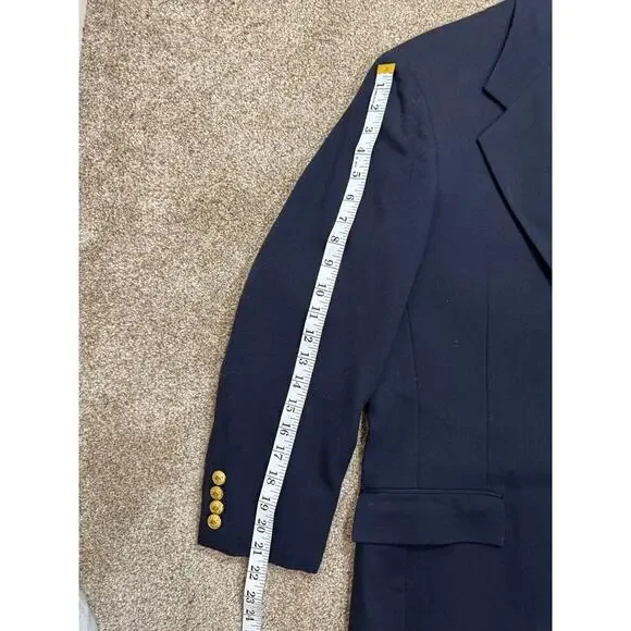 Polo Ralph Lauren Made in USA 100% Worsted Wool Navy Blazer Gold Buttons VTG 20